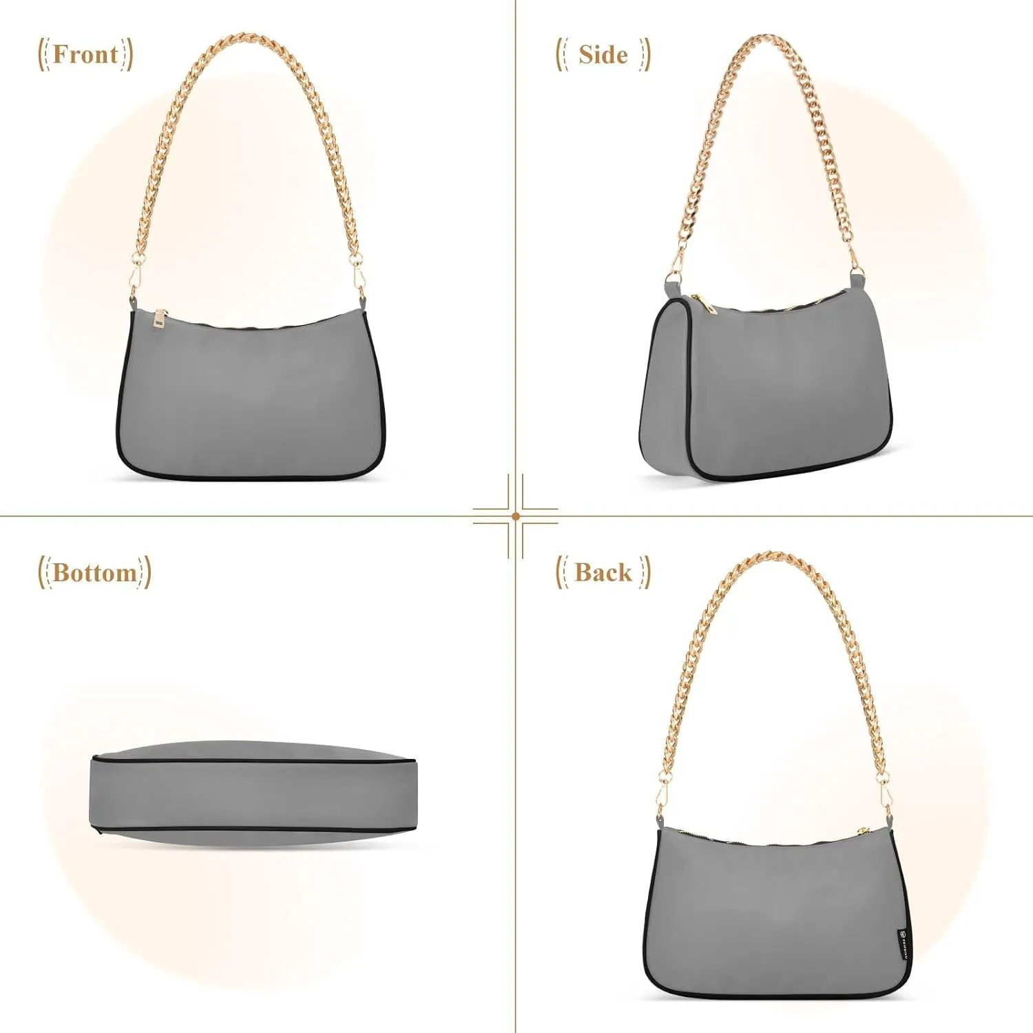 Deep Dark Gray Mini Purses for Women, Womens Shoulder Bags Crossbody