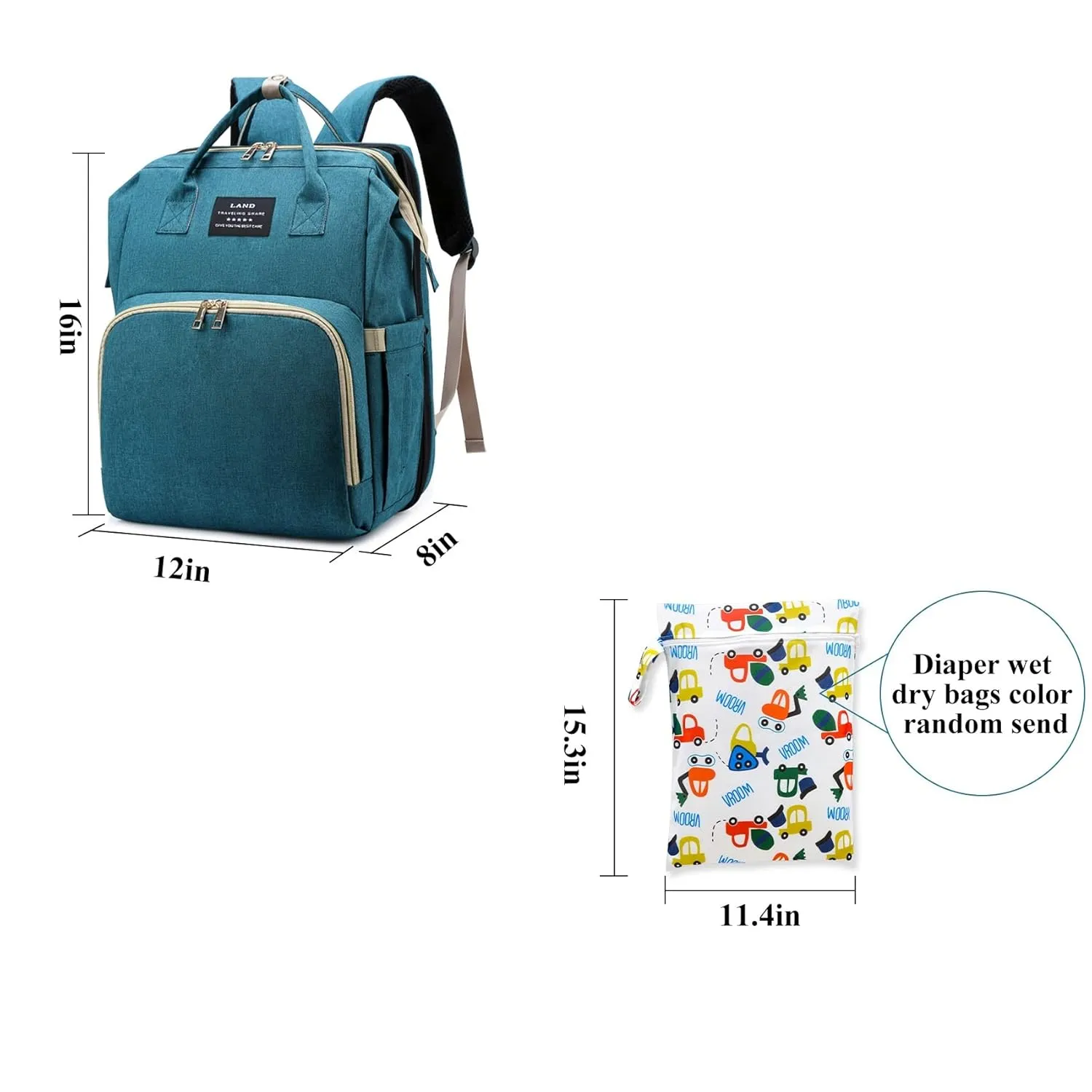 Diaper Bag with Changing Station,Diaper Bag Backpack，7 in 1 Travel Baby Diaper Bag,Mommy Bag With USB Charging Port (Green)