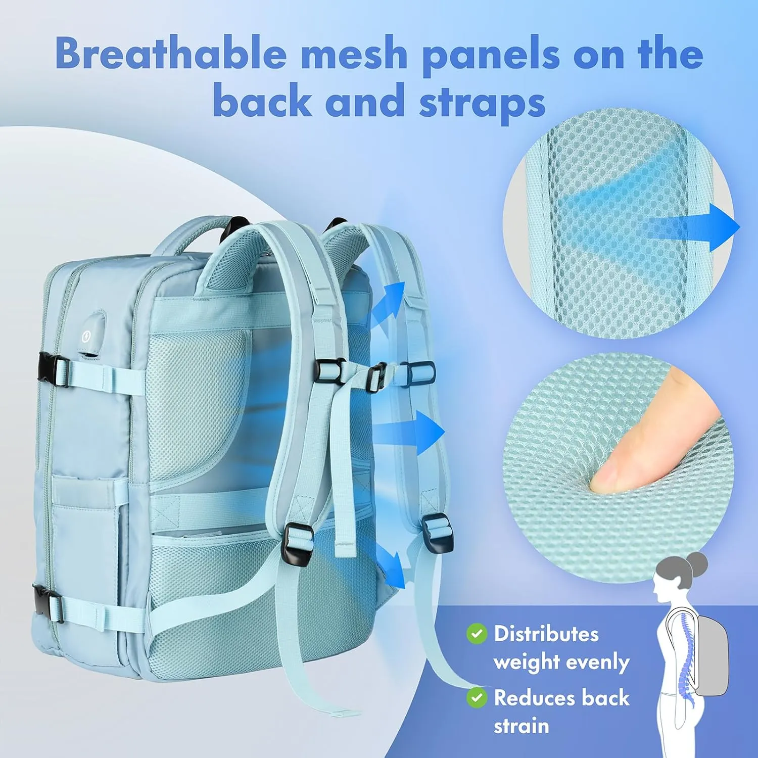 Dikaslon Diaper Bag Backpack with Charging Port, Large Unisex Baby Bags for Boys Girls, Multipurpose Travel Back Pack Moms Dads, Misty Blue