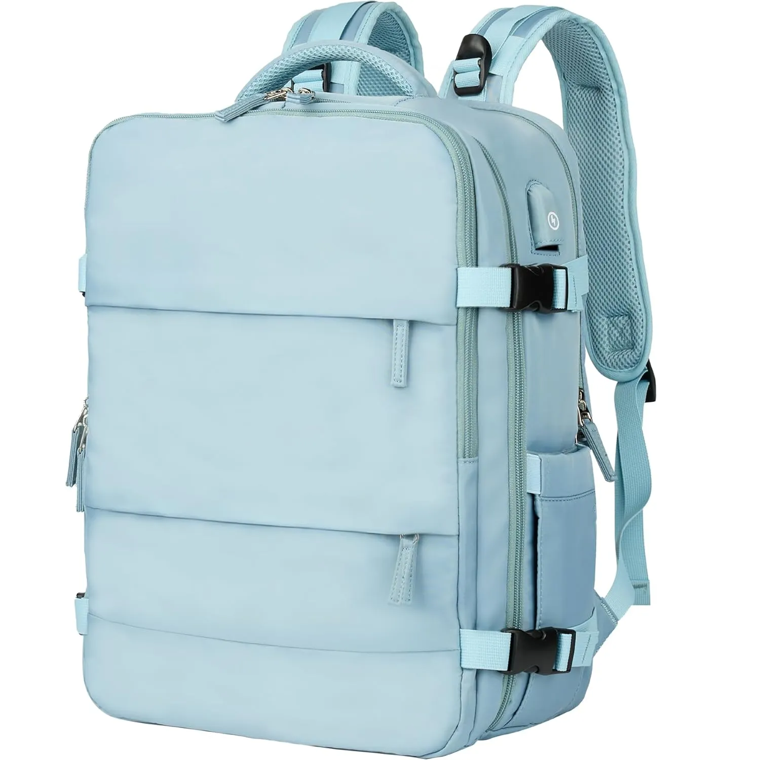 Dikaslon Diaper Bag Backpack with Charging Port, Large Unisex Baby Bags for Boys Girls, Multipurpose Travel Back Pack Moms Dads, Misty Blue