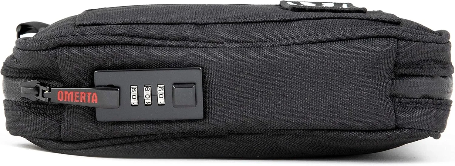 DIME BAGS Omerta Boss with Lock Padded Pouch with Activated Carbon Technology | 3-Digit Combo Lock | Low-Profile, Sleek Design