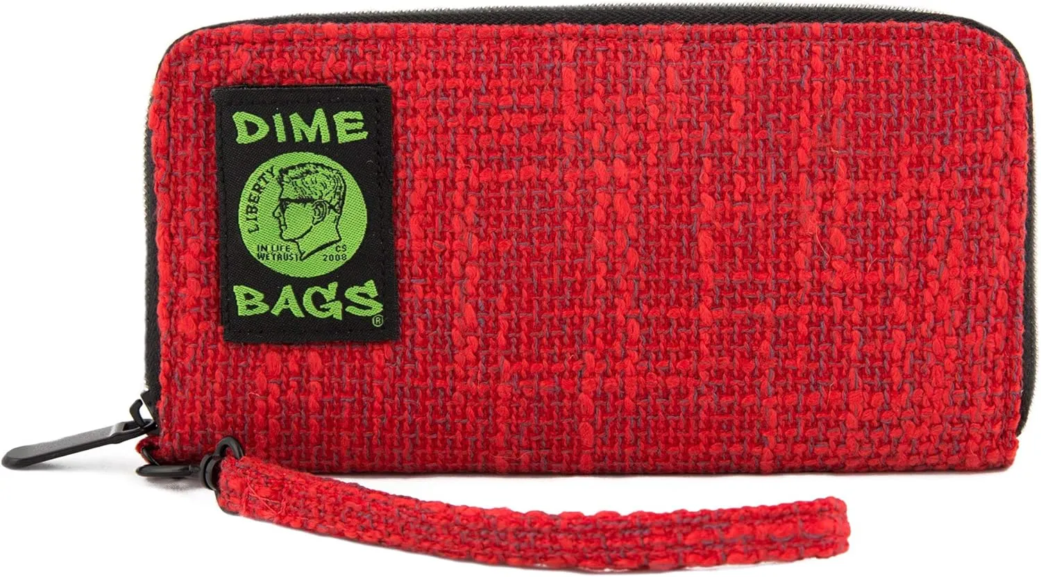 DIME BAGS Wristlet Wallet - RFID-Blocking Carrying Case with Secure Zipper and Wristlet Loop (Red)