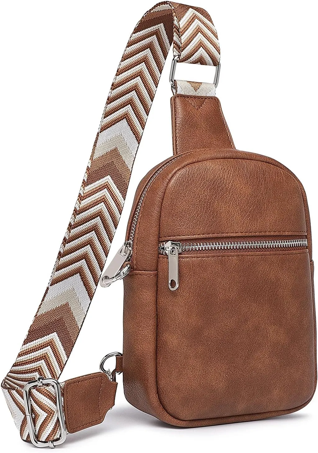 DIOMO Anti Theft Crossbody Bags for Women with Zipper Lock, RFID Small Sling Bag, Vegan Leather Safe Mini Travel Purse (Small-Brown)