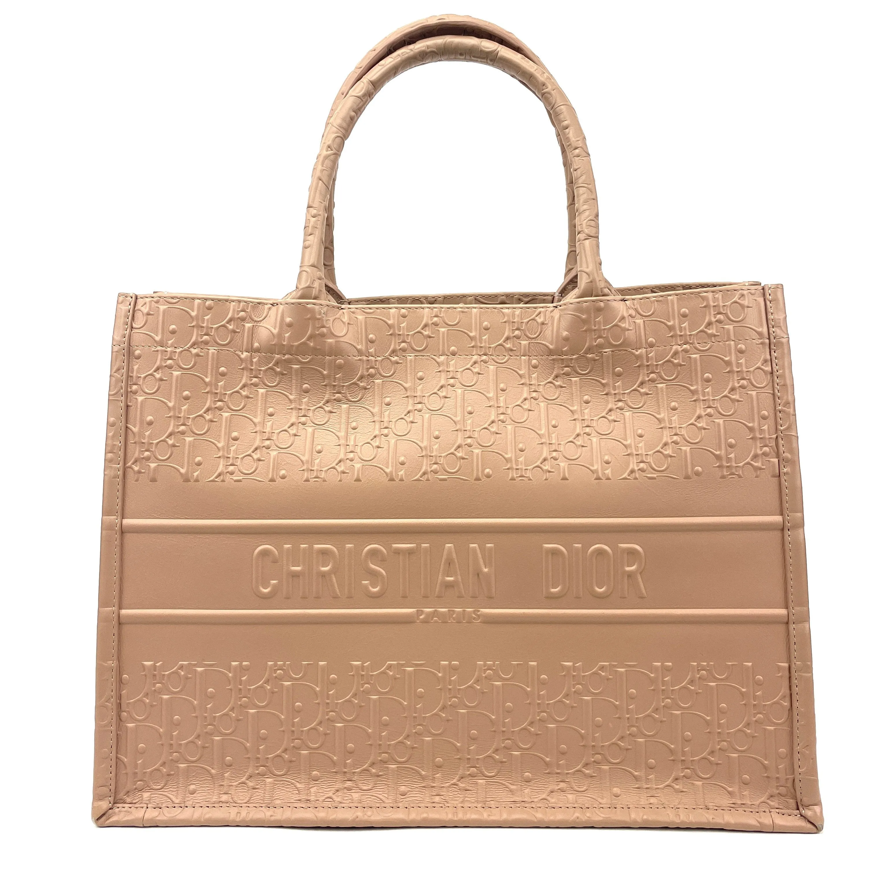 Dior Calfskin Embossed Oblique Small Book Tote