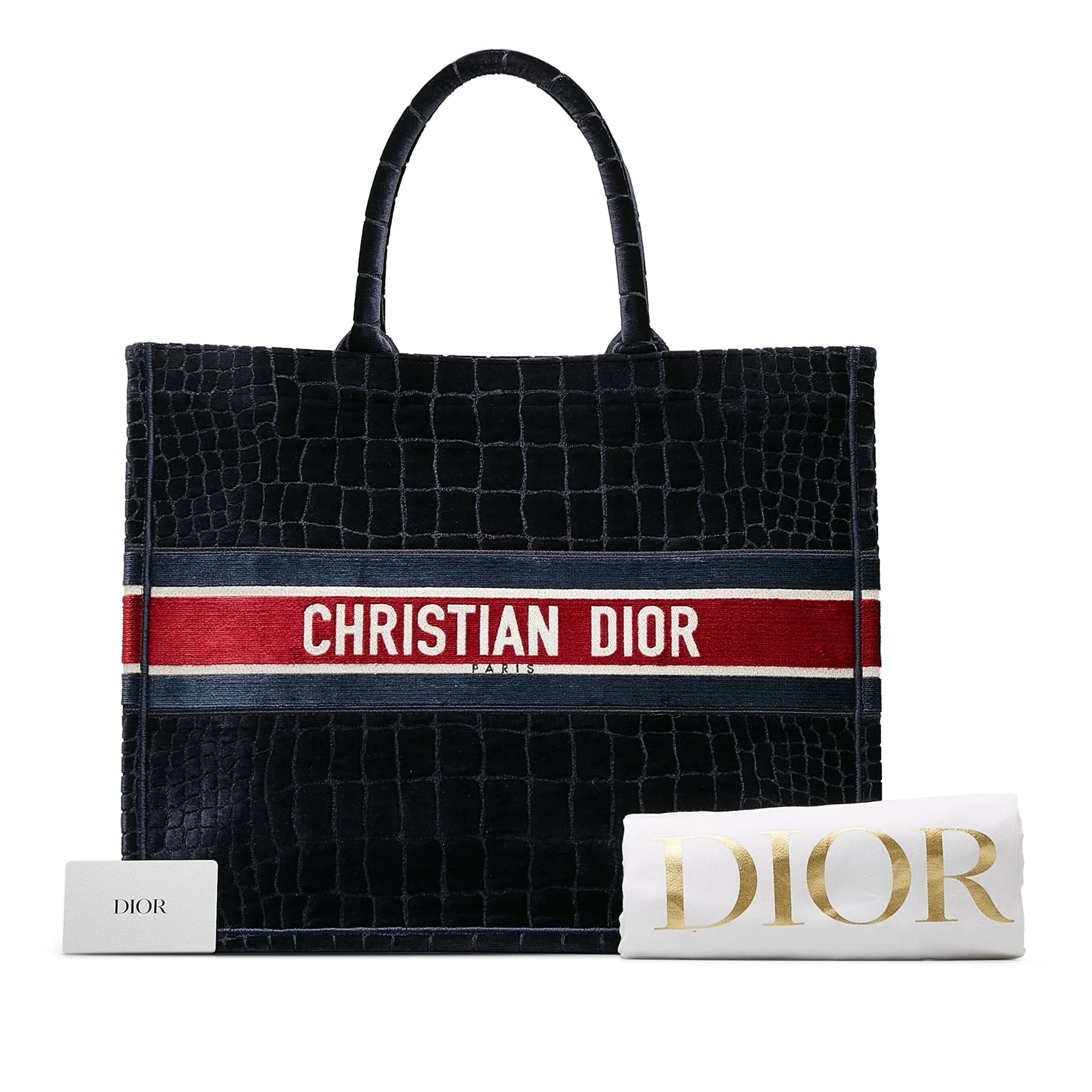 DIOR Large Velvet Embossed Book Tote Tote Bag