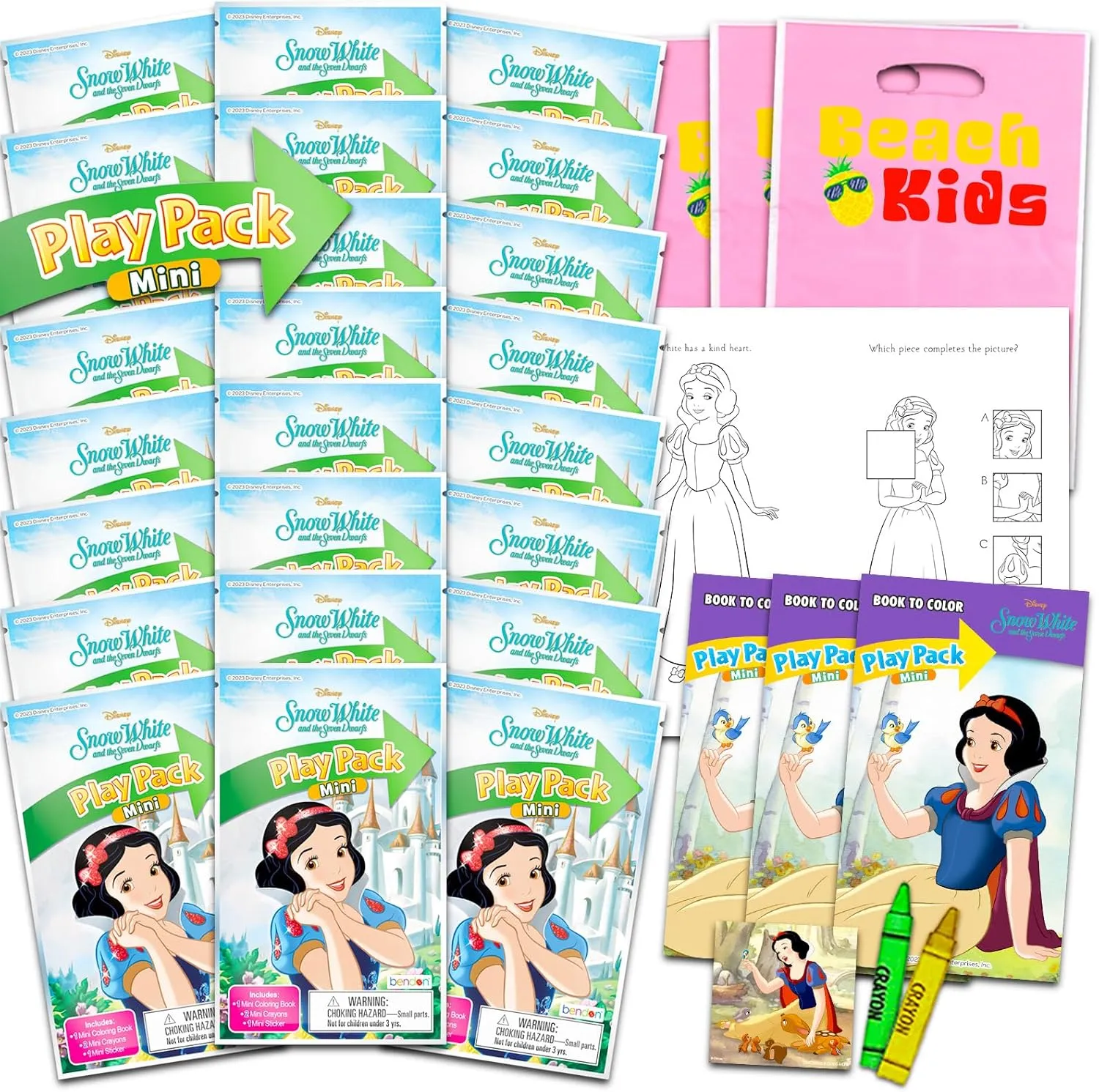 Disney Snow White Birthday Party Favors - 24 Mini Play Packs & Coloring Books for Goodie Bags