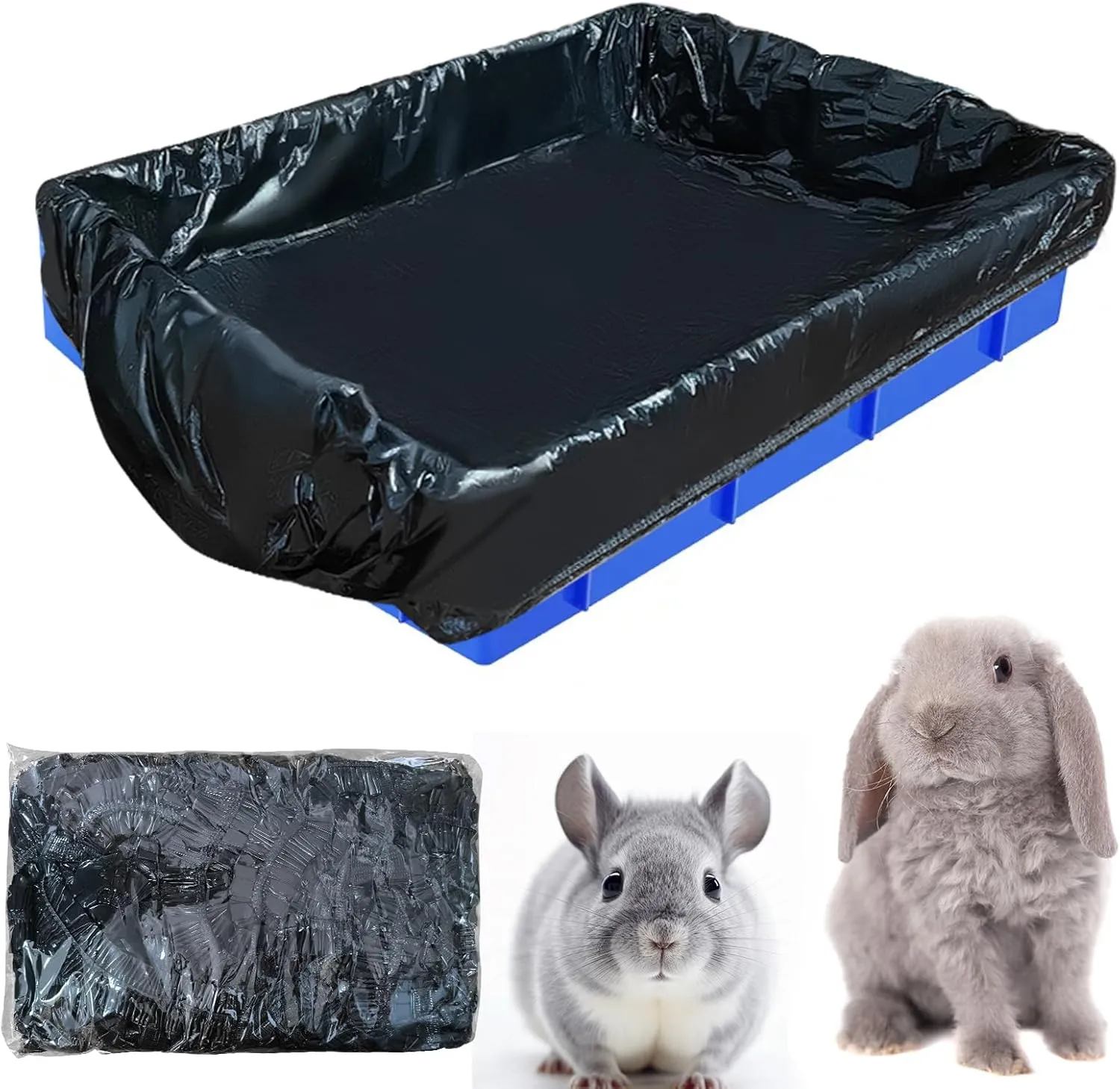 Disposable Rabbit Cage Liner,Black Rabbit Litter Box Liners,Bunny Cage Accessories,For Ferrets, Guinea Pigs, Birds, Hedgehogs, Rabbits, Hamsters, And Other Small Animals.(50PCS)