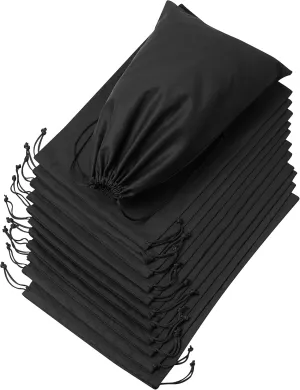 DR Black Cotton Drawstring Bags, Reusable Washable, For Shoes Storage Pantry Wardrobe (10 x 15 inch - 12 pack)