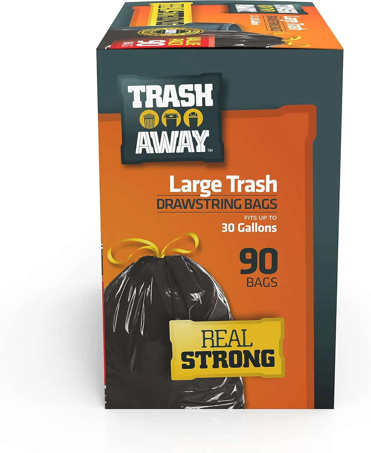 Drawstring Trash Bags (90 Ct, 30 Gallons) - Black