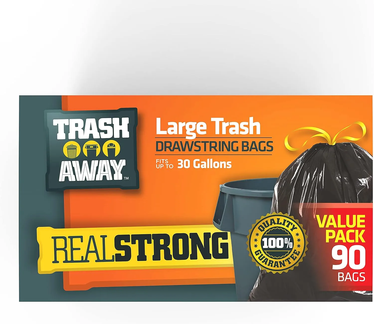 Drawstring Trash Bags (90 Ct, 30 Gallons) - Black