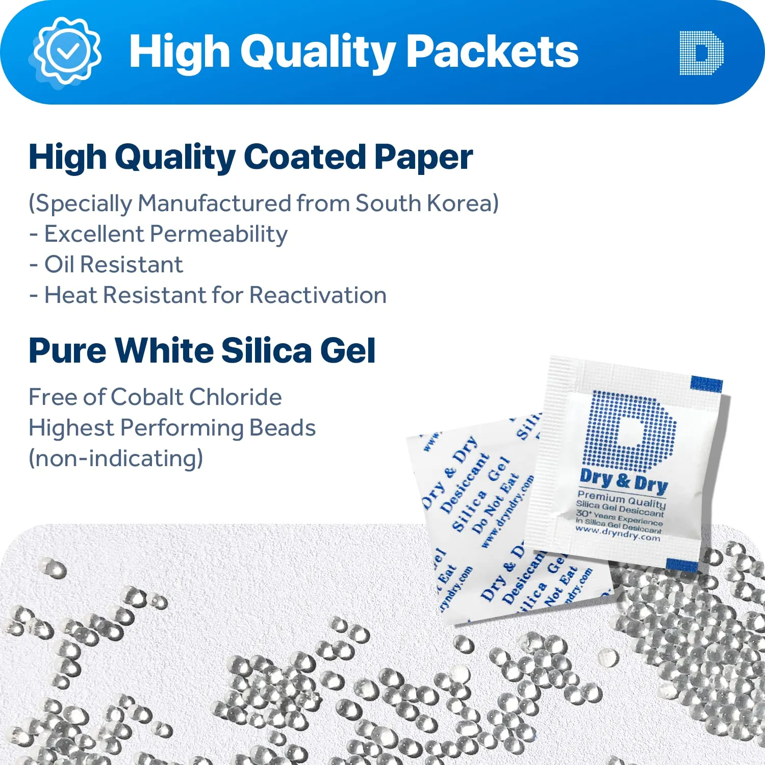 Dry & Dry 1 Gram [10000 Packets] Silica Gel Packets Desiccants, Silica Packets - Rechargeable Silica Gel Packs, Desiccants Packets, Silica Gel