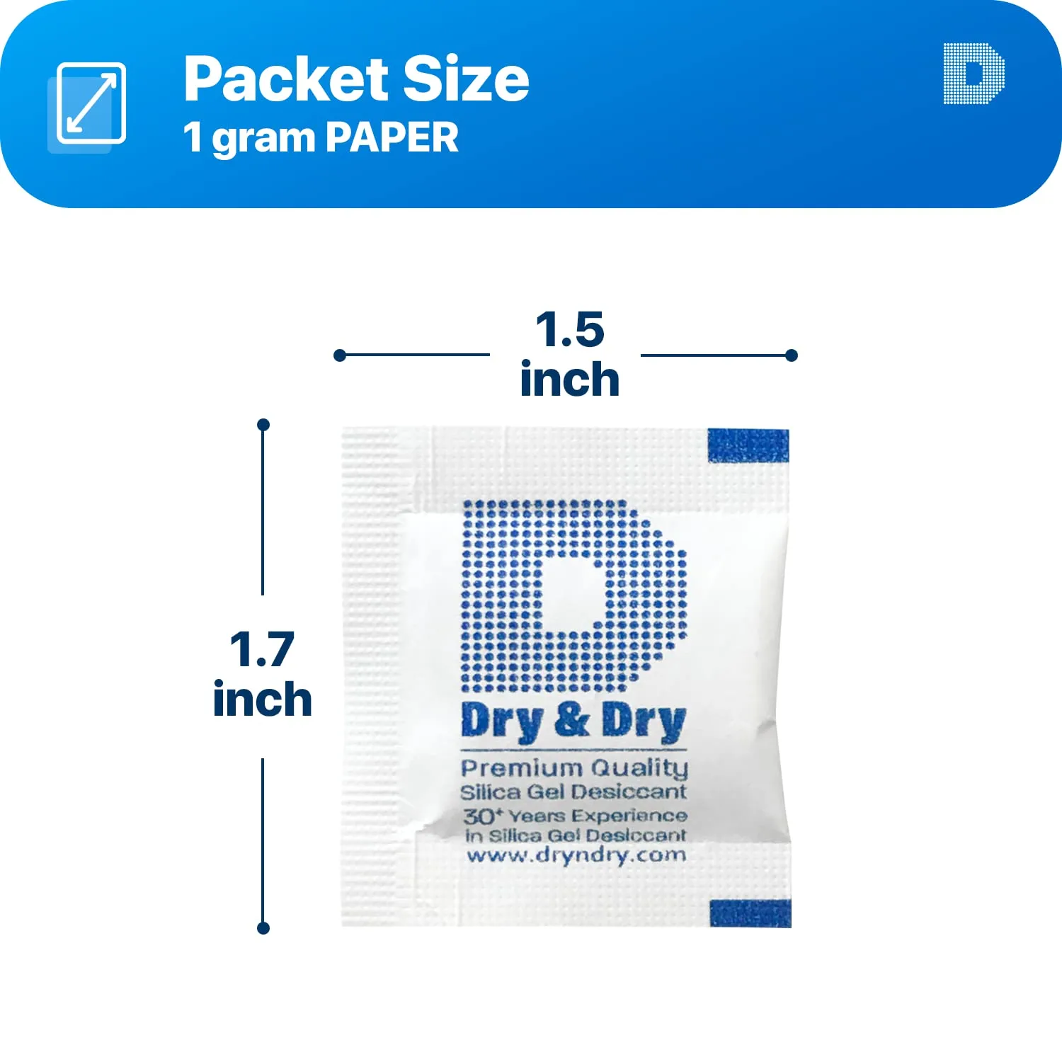 Dry & Dry 1 Gram [10000 Packets] Silica Gel Packets Desiccants, Silica Packets - Rechargeable Silica Gel Packs, Desiccants Packets, Silica Gel
