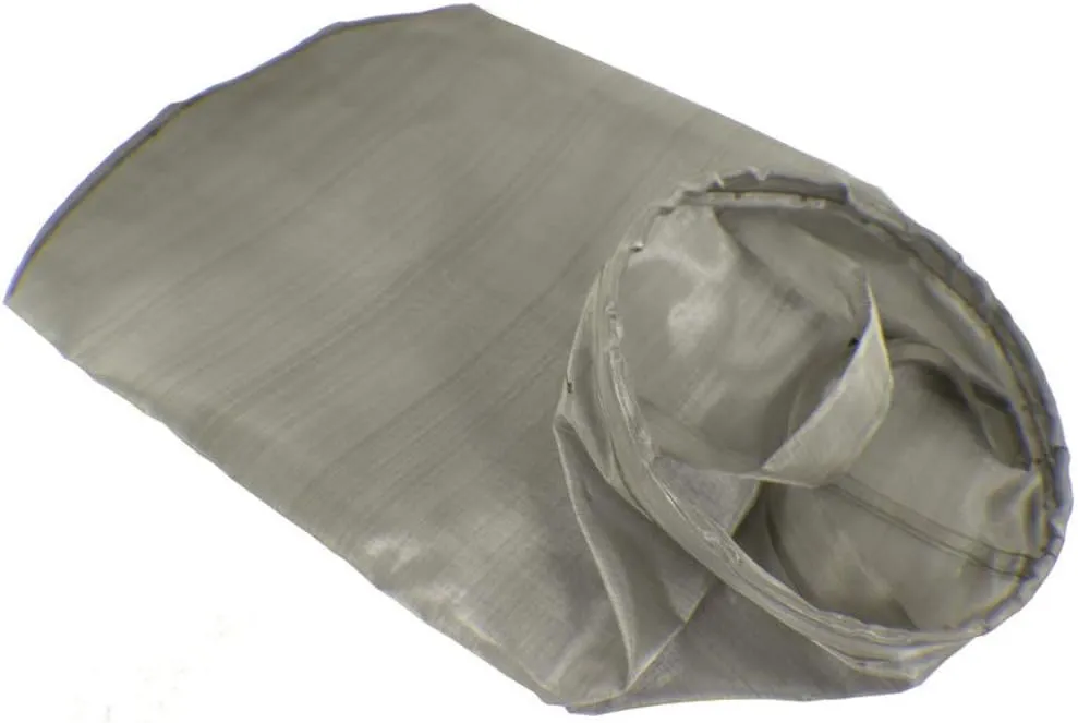 Duda Energy 304 Stainless Steel Filter Bag, 7" x 16", 150 Mesh/100 Micron Welded Sus304 Ring, Dual SS304 Hanging Straps Stainless Steel