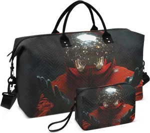 Duffel Bag for Traveling, Astronaut Hand Red Gym Bags with Multiple Interior Pockets for Women Men Toiletry Purse Included 20.5”x 1.9” x 13.8”