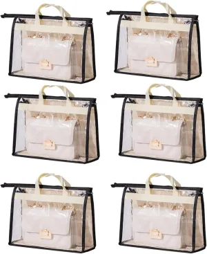 Dust Bags for Handbags - Handbag Storage Organizer Dust Bags for Moisture Proof Dust Cover with Zipper and Handle(Brown-XL)