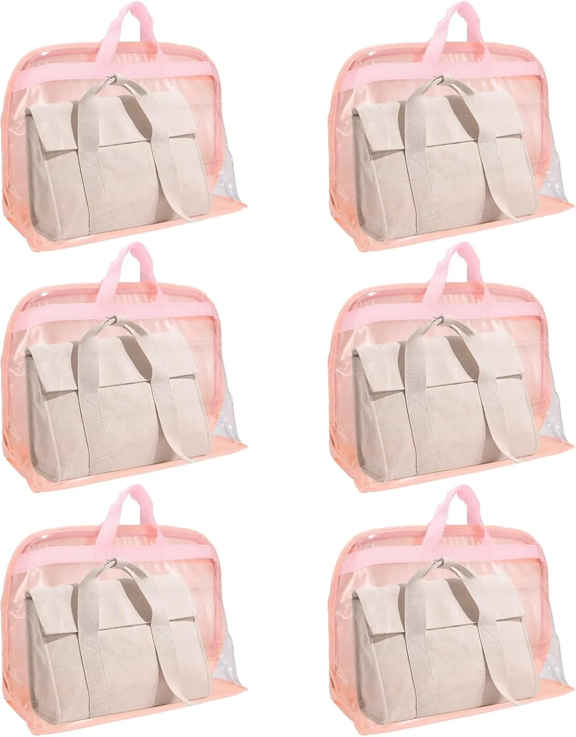 Dust Bags for Handbags - Handbag Storage Organizer Dust Bags for Moisture Proof Dust Cover with Zipper and Handle(Shell Pink-XXL)