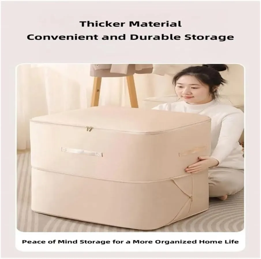 Dustproof And Moisture-Proof Compression Storage Bag Quilt Compression Organizer Bag Large Capacity Clothes Luggage Moving Bag(Beige*2,L)