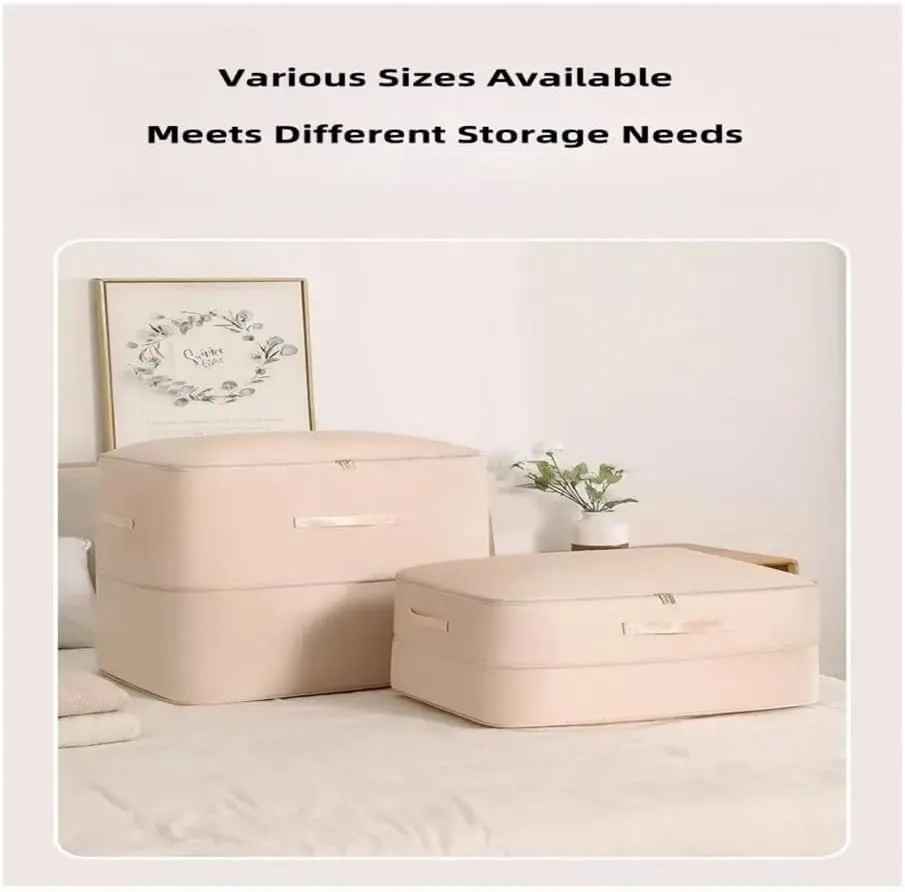 Dustproof And Moisture-Proof Compression Storage Bag Quilt Compression Organizer Bag Large Capacity Clothes Luggage Moving Bag(Beige*2,L)