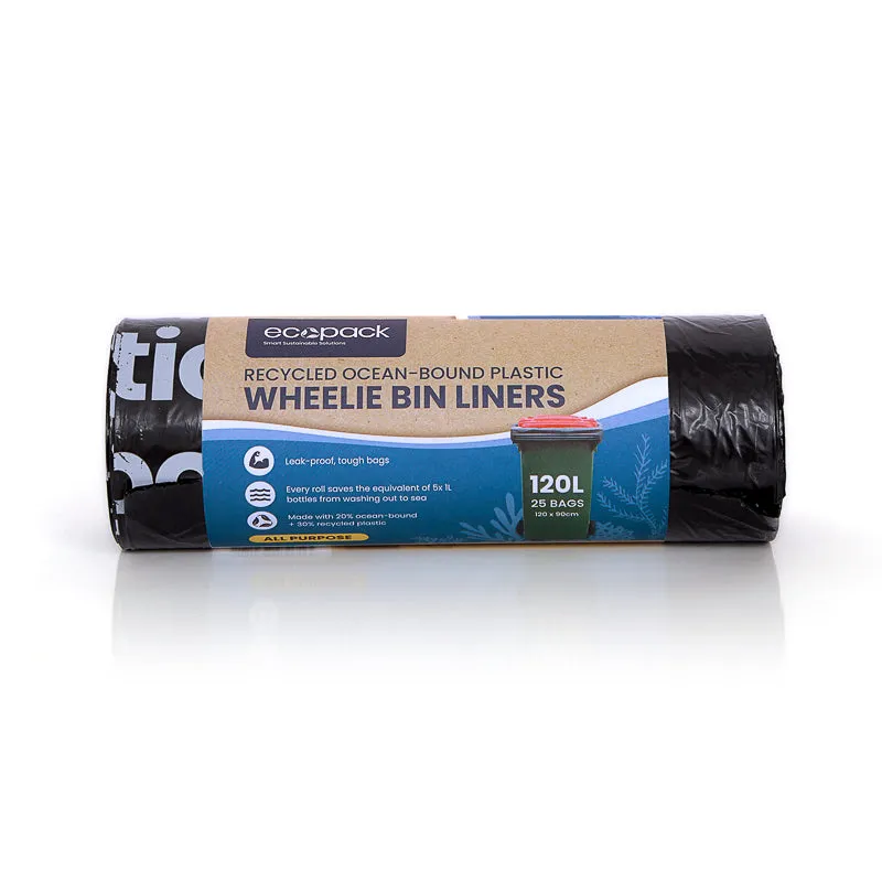 Ecopack 120L Recycled Garbage Bags - Ocean Bound - All Purpose (1 Roll/25 Bags)