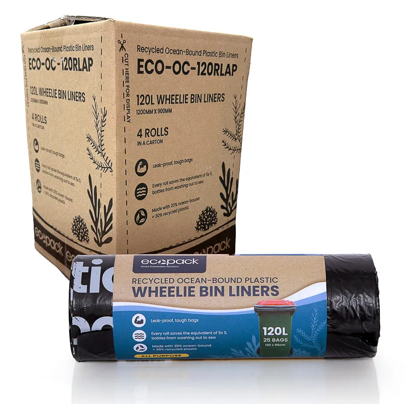 Ecopack 120L Recycled Garbage Bags - Ocean Bound - All Purpose (1 Roll/25 Bags)