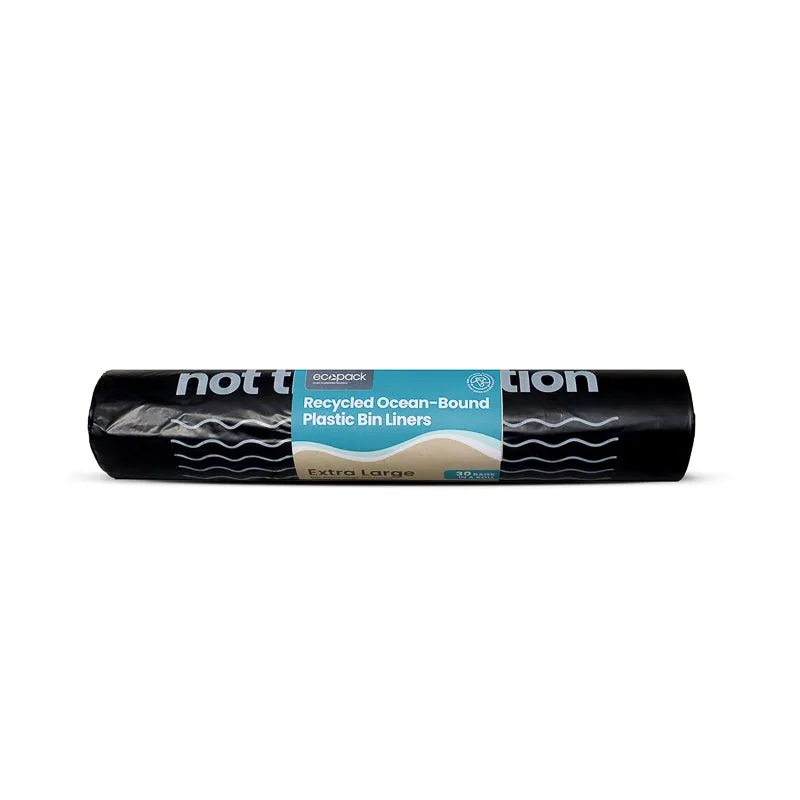 Ecopack 60L Recycled Garbage Bags - Ocean Bound - XL (1 Roll/30 Bags)