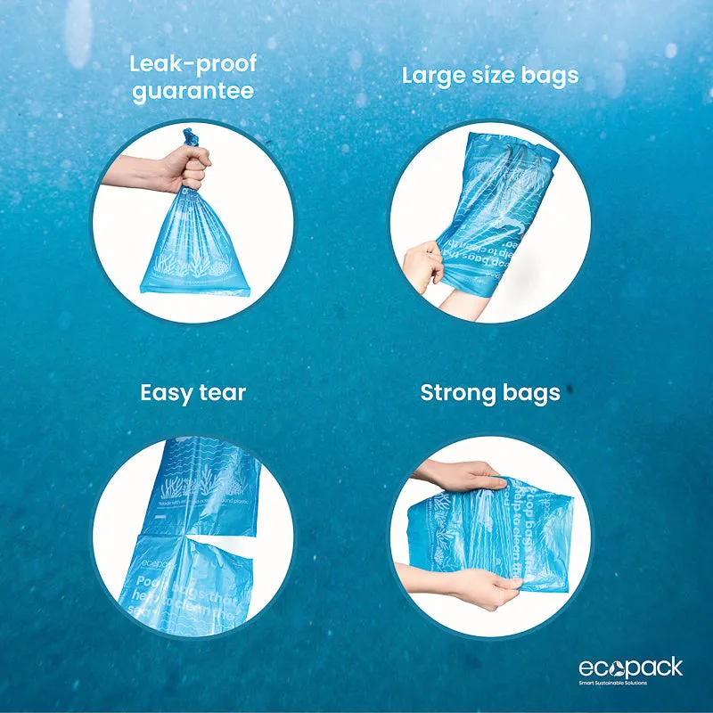 Ecopack Recycled Plastic Dog Poop Bags (6 Rolls/90 Bags)