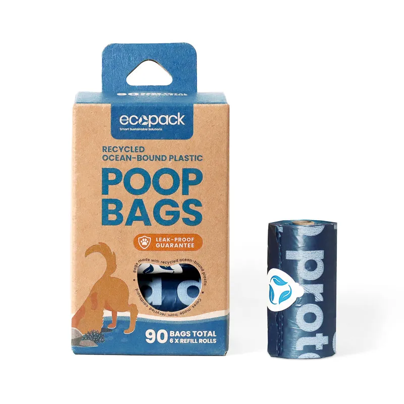 Ecopack Recycled Plastic Dog Poop Bags (6 Rolls/90 Bags)