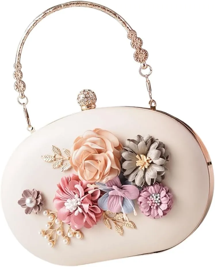 Elegant Floral Evening Bag For Women Eye Catching Shoulder Purse Handbag With Chain Strap For Parties And Weddings