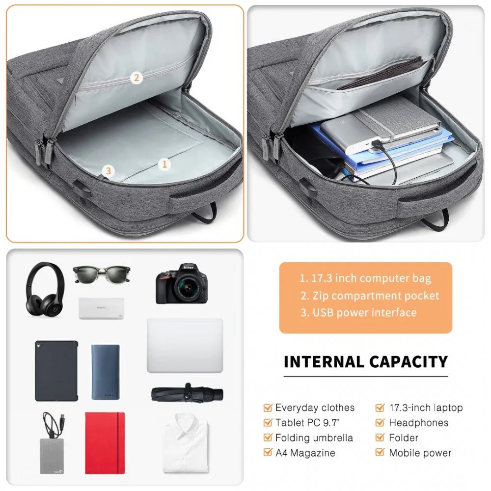 Em2111 - Kono Multi-compartment Backpack With Usb Port - Black