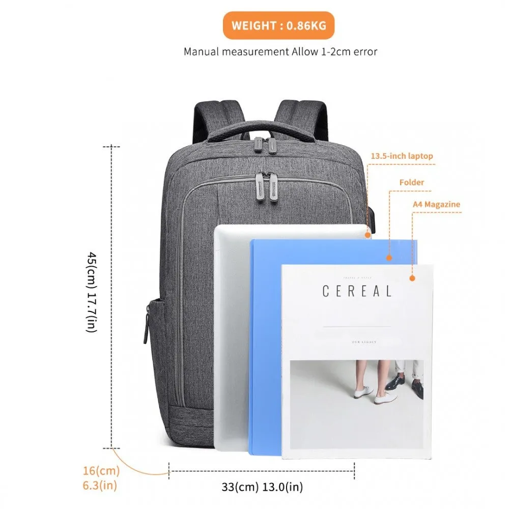 Em2111 - Kono Multi-compartment Backpack With Usb Port - Black