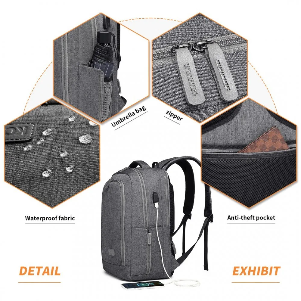 Em2111 - Kono Multi-compartment Backpack With Usb Port - Black