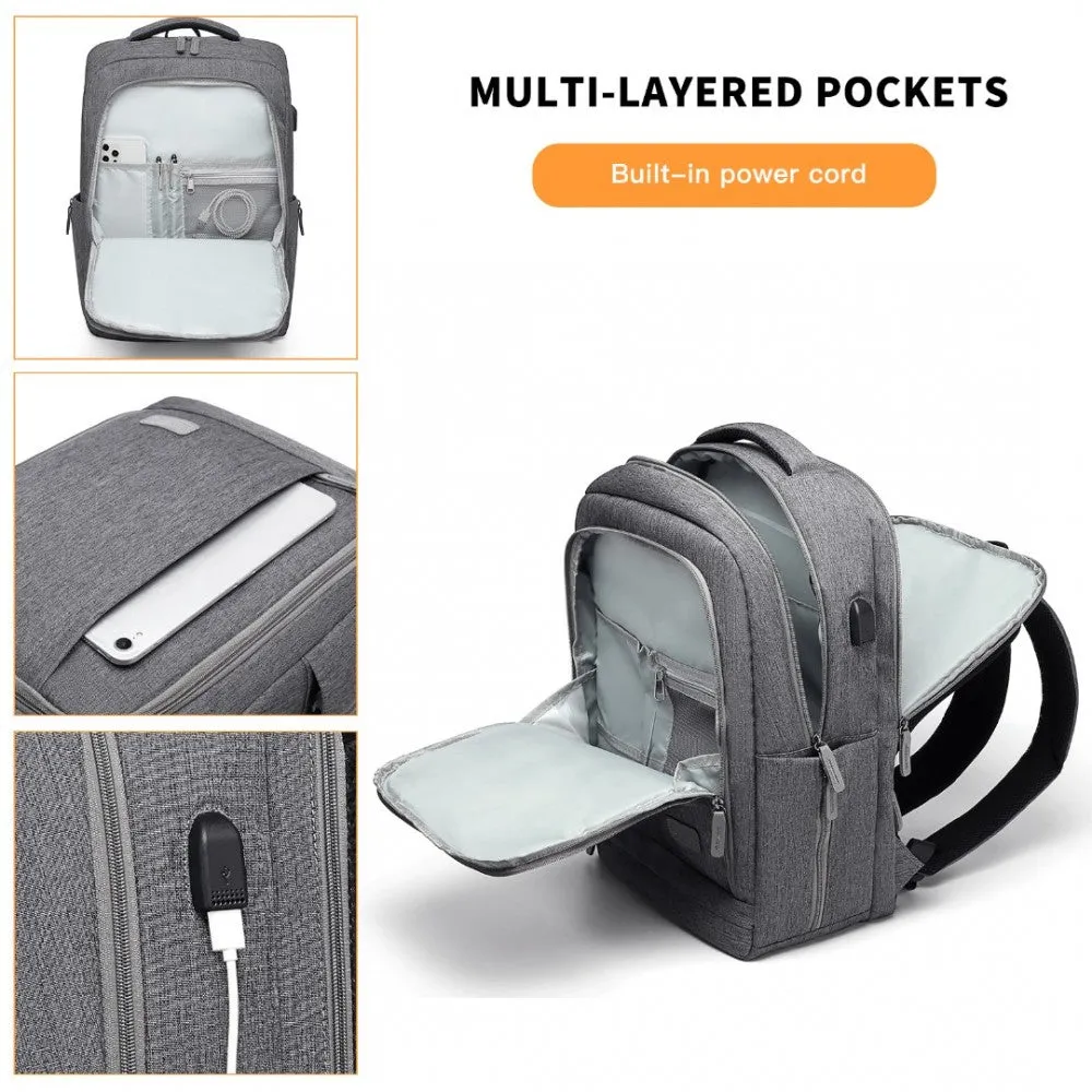 Em2111 - Kono Multi-compartment Backpack With Usb Port - Black