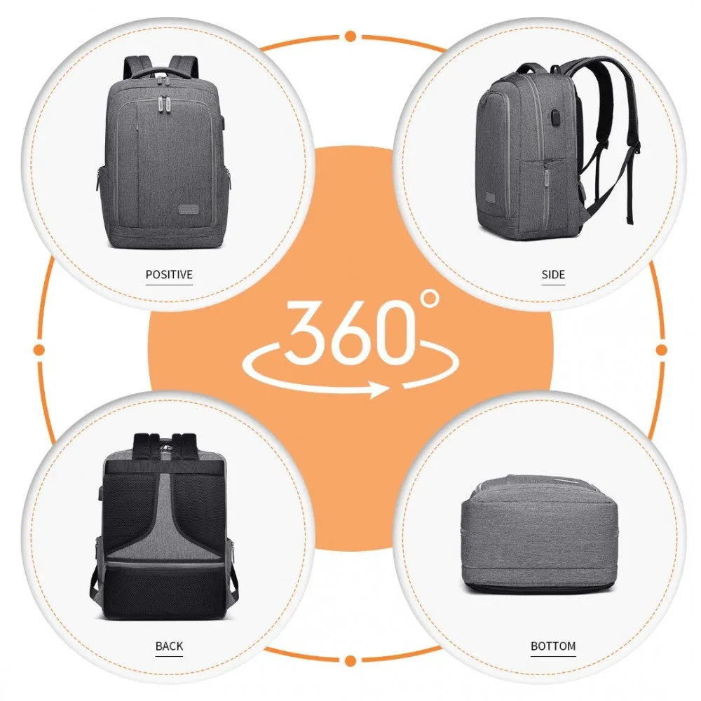 Em2111 - Kono Multi-compartment Backpack With Usb Port - Black