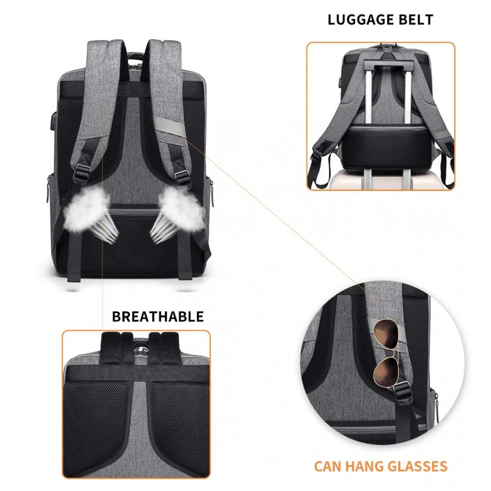 Em2111 - Kono Multi-compartment Backpack With Usb Port - Black