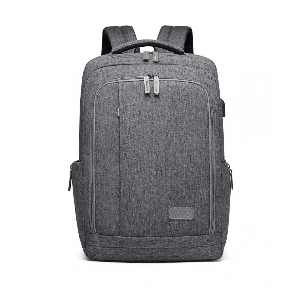 Em2111 - Kono Multi-compartment Backpack With Usb Port - Black