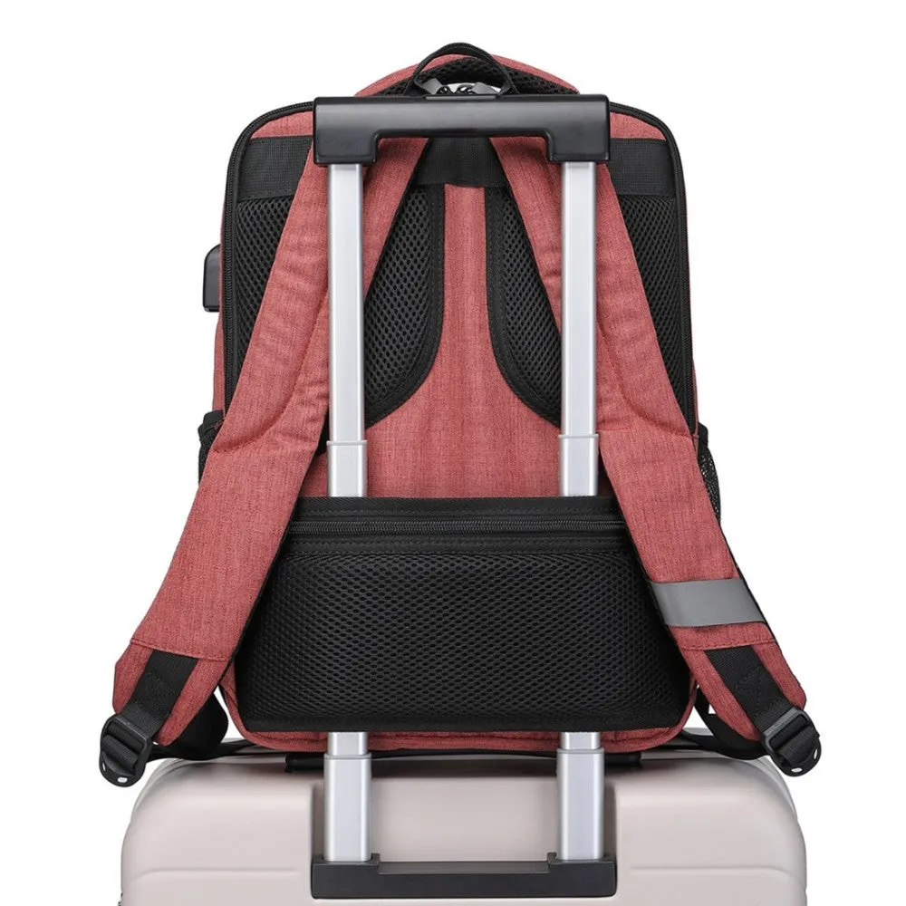EM2111S - Kono Multi-Compartment Backpack with USB Port - Claret