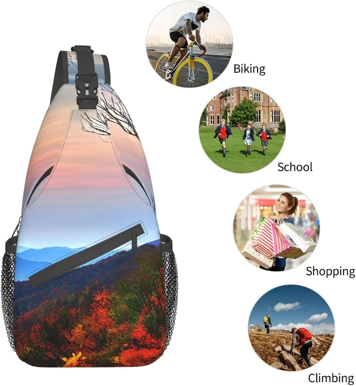 England Symbols Print Crossbody Sling Backpack For Women Men,Sling Bag Travel Hiking Chest Bag Daypack