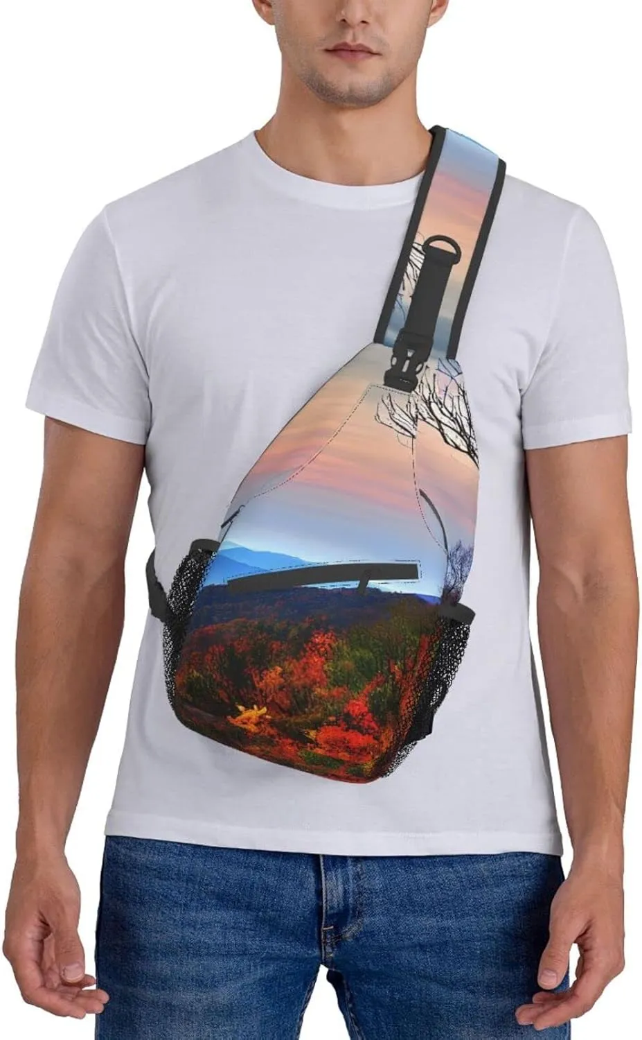 England Symbols Print Crossbody Sling Backpack For Women Men,Sling Bag Travel Hiking Chest Bag Daypack