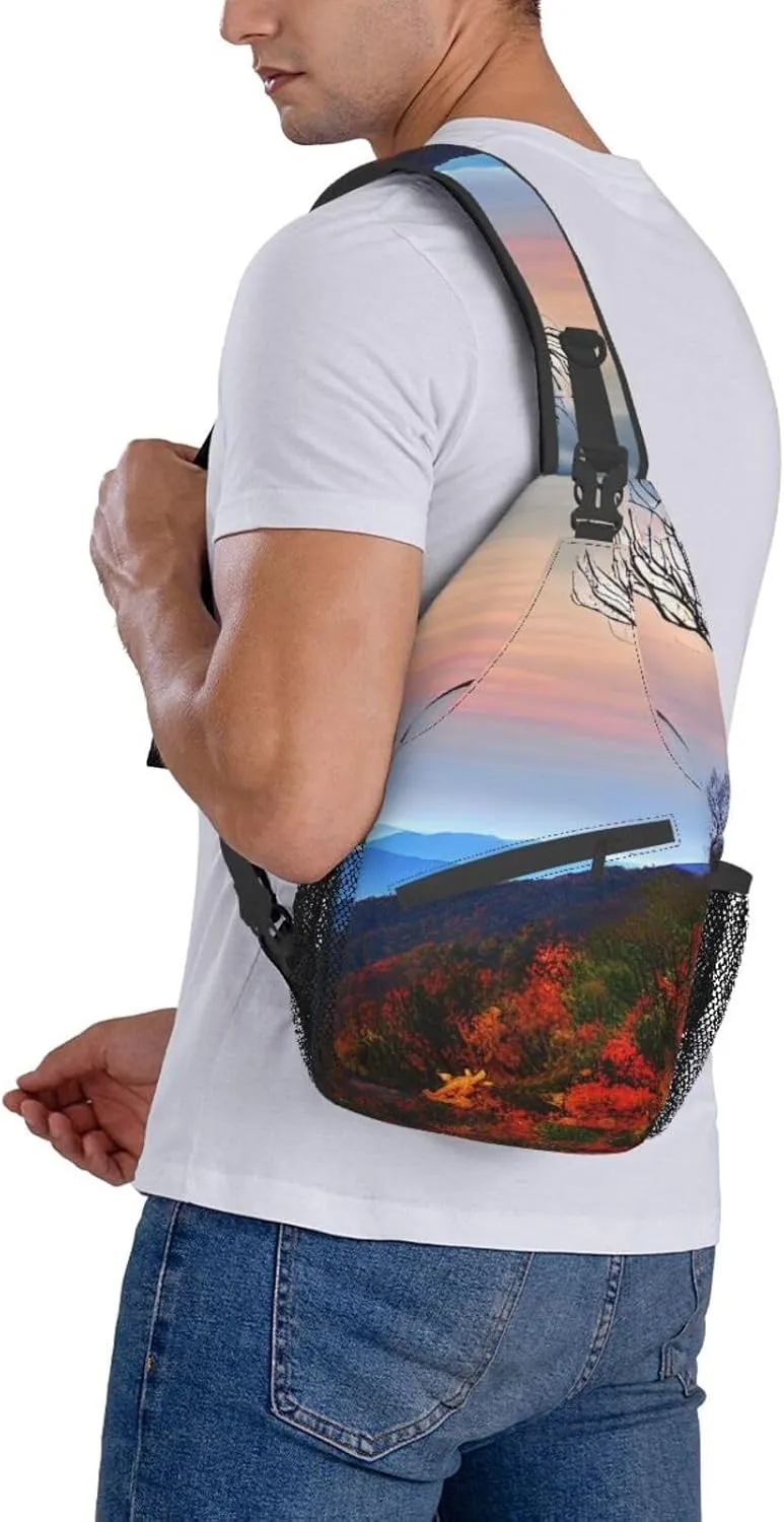 England Symbols Print Crossbody Sling Backpack For Women Men,Sling Bag Travel Hiking Chest Bag Daypack