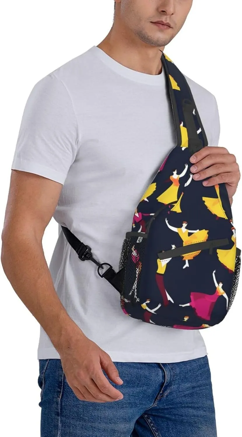 England Symbols Print Crossbody Sling Backpack For Women Men,Sling Bag Travel Hiking Chest Bag Daypack