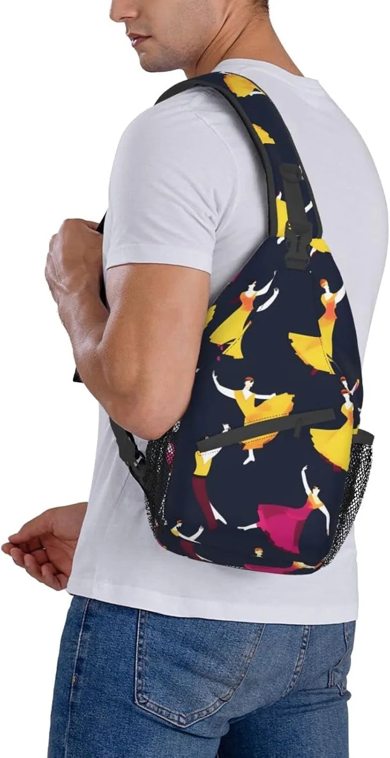 England Symbols Print Crossbody Sling Backpack For Women Men,Sling Bag Travel Hiking Chest Bag Daypack