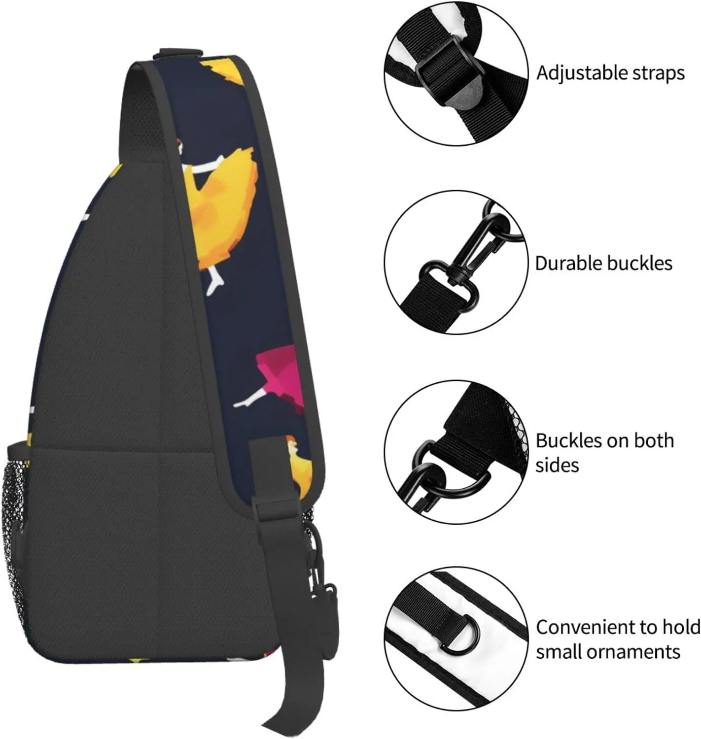 England Symbols Print Crossbody Sling Backpack For Women Men,Sling Bag Travel Hiking Chest Bag Daypack