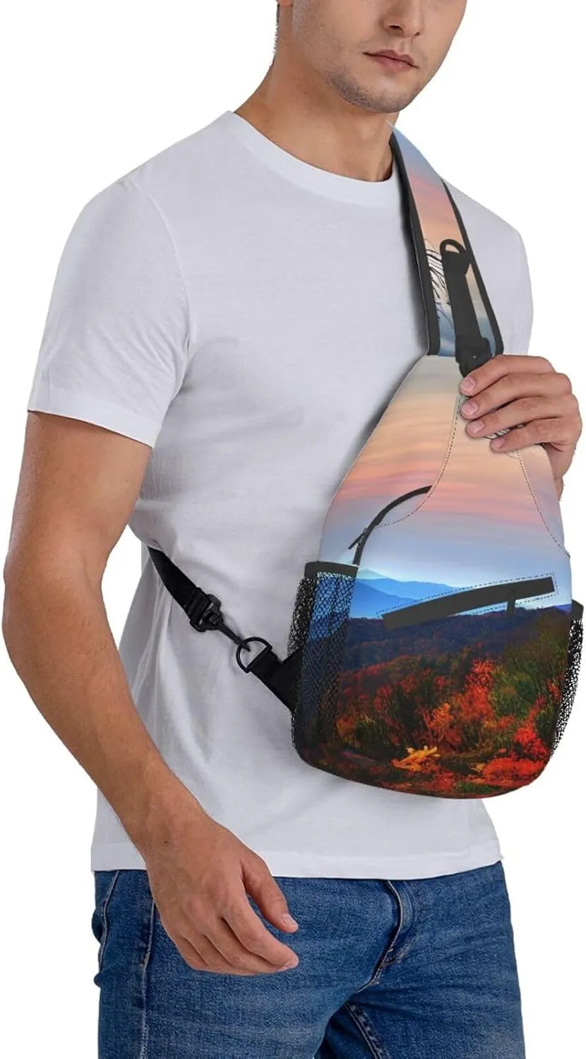 England Symbols Print Crossbody Sling Backpack For Women Men,Sling Bag Travel Hiking Chest Bag Daypack