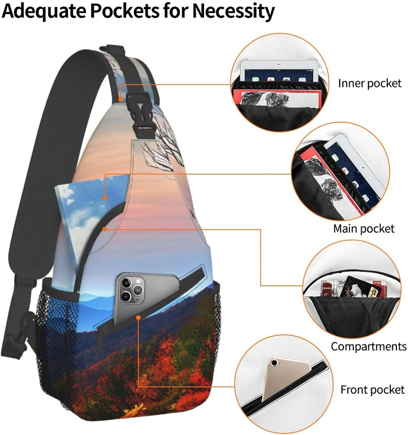 England Symbols Print Crossbody Sling Backpack For Women Men,Sling Bag Travel Hiking Chest Bag Daypack