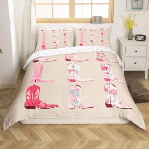 Erosebridal Cowgirl Duvet Cover Twin for Kids Boys Girls,Western Cowboy Boots Bedding Set,Wild West Cowgirl Quilt Cover,Farmhouse Bed Set with 1 Pillowcase Bedroom Decor
