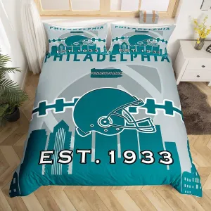 Erosebridal Sports Duvet Cover for Boys,Football Bedding Set Twin Size,American Football Players Comforter Cover,Sports Ball Game Bed Sets with 1 Pillowcase Microfiber(Philadelphia)