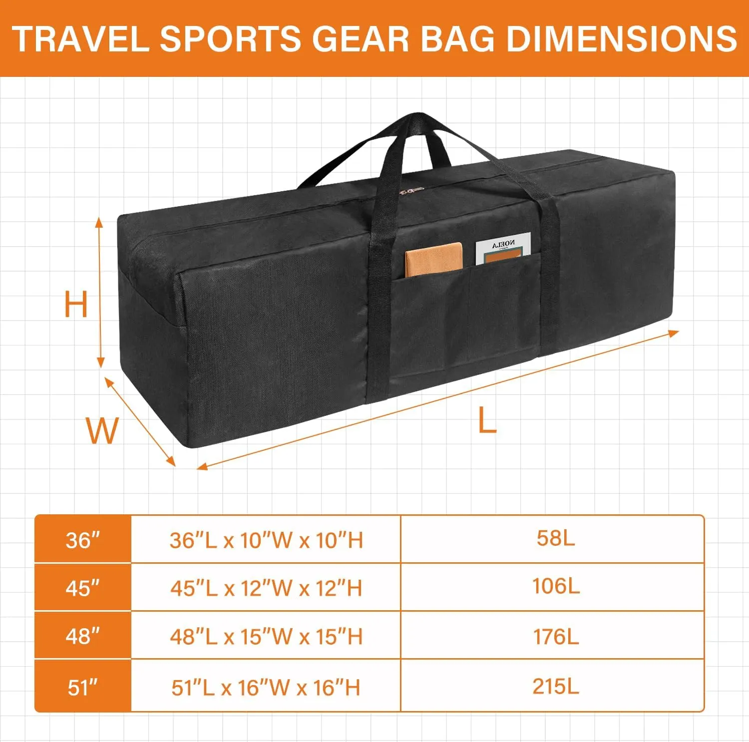 Extra Large 51" Sports Duffle Bag-218L Zipper Duffel Travel Sports Equipment Bag,Travel Duffel Luggage Bags with Upgrade Zipper, Sturdy & Water Resistant