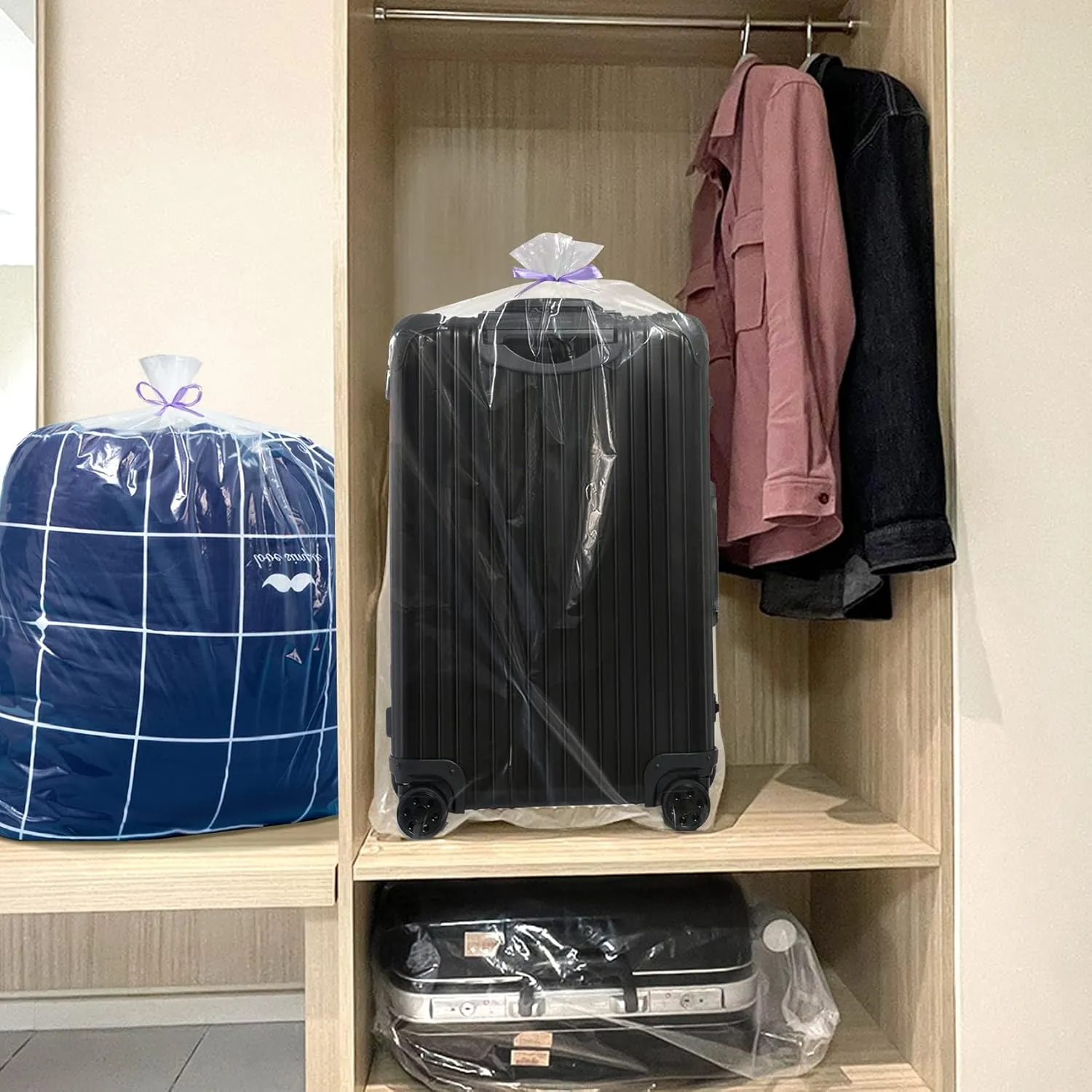 Extra Large Clear Plastic Storage Bags,10 Pieces 40x60 Inches Big Gaint Jumbo Huge Plastic Storage Bags for Luggage, Suitcase,Furniture,10 Ribbons Included