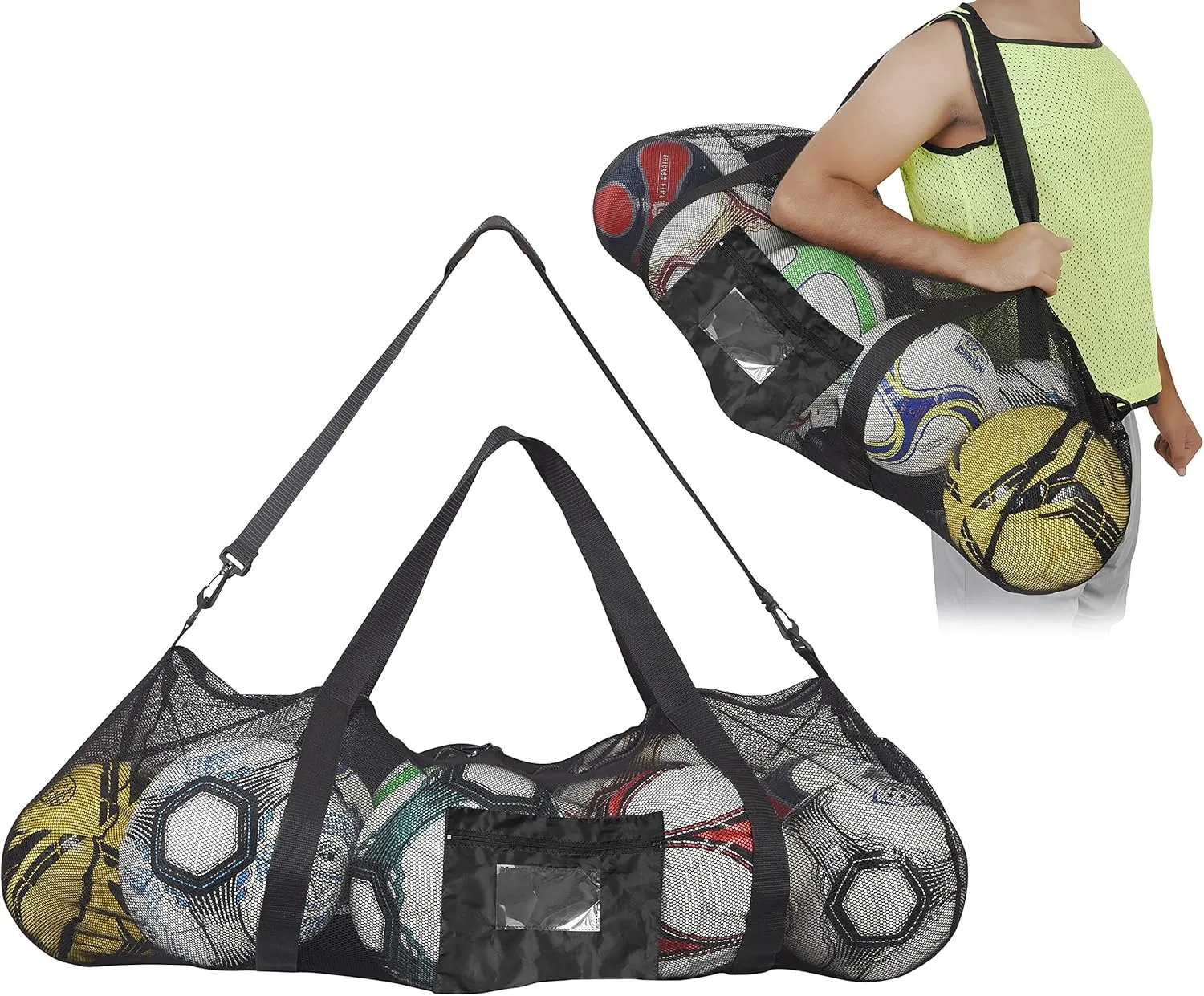 Extra-Large Heavy-Duty Soccer Ball Bag (34” X 24”) with Shoulder Strap, Basketball Duffel Bag, Mesh Bags with Drawstrings, Heavy Duty Ball Bag, Ball Bags, Dive Bag, Sports Equipment Bag