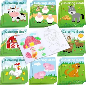 Faccito 24 Pcs Bulks Coloring Books for Kids, Animal Mini Coloring Books DIY Art Drawing Set Mini Activity Pages for Spring Animals Birthday Gifts Party Favors Toddlers 1-3(Farmhouse)